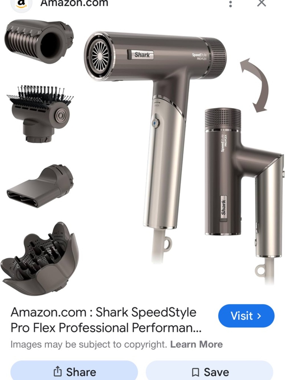 Shark SpeedStyle Pro Hair Dryer - Metallic Gray
